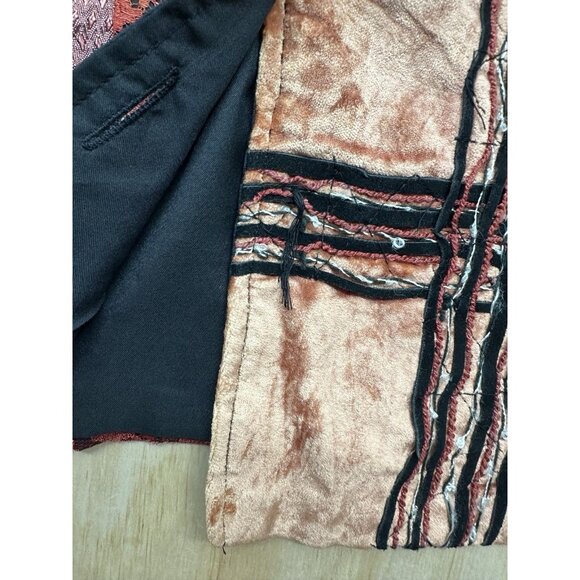VTG Sandy Starkman Womans Blazer Patchwork Boho Wear Art M Velvet Lace Eclectic - Picture 2 of 10